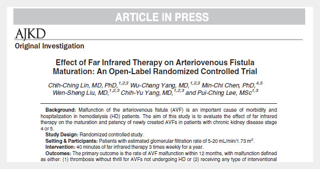 Effect of Far Infrared Therapy on Arteriovenous Fistula Maturation: An Open-Label Randomized Controlled Trial